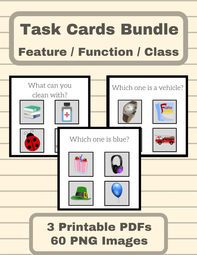 Product spotlight task cards bundle feature function class